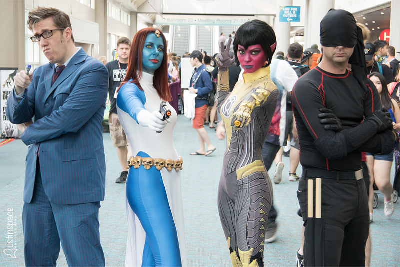 The 10th Doctor, Mystique, Lady Sinestro, and Daredevil. What a team-up! Image Credit: John Austin